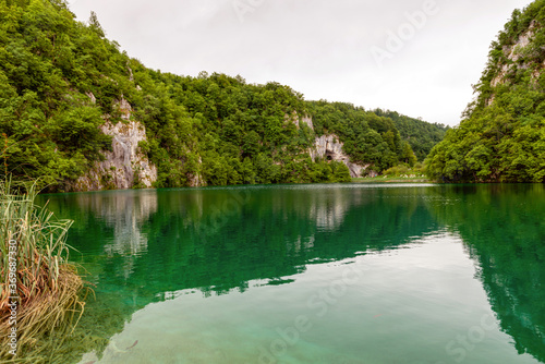 Idyllic mountain lake  Plitvice Lakes national park  Croatia