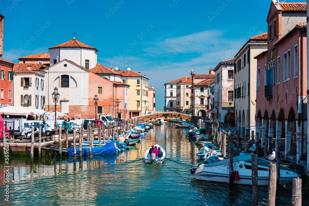 Fototapeta premium A look from the Venice lagoon. the city of Chioggia.