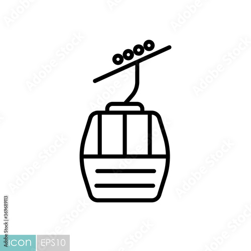 Ski lift gondola flat vector icon