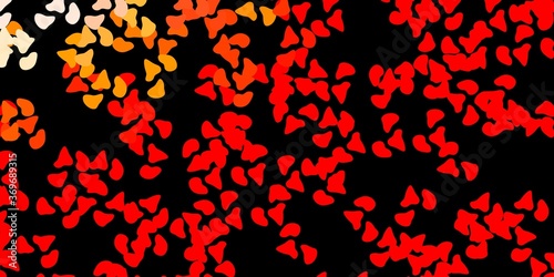 Dark red  yellow vector backdrop with chaotic shapes.