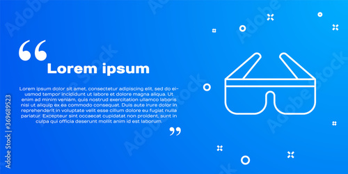 White line 3D cinema glasses icon isolated on blue background. Vector Illustration.