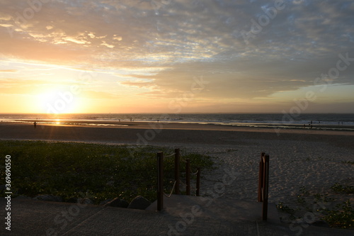 Sunset at Ponta da areia Beach in the city of S  o Lu  s