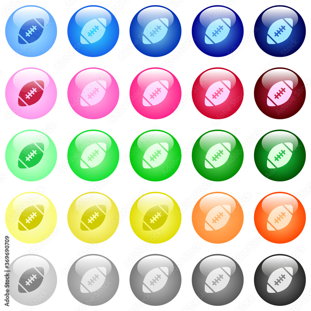 Rugby ball icons in color glossy buttons Rugby ball icons in color glossy buttons