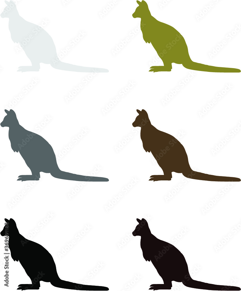 set of kangaroo silhouettes