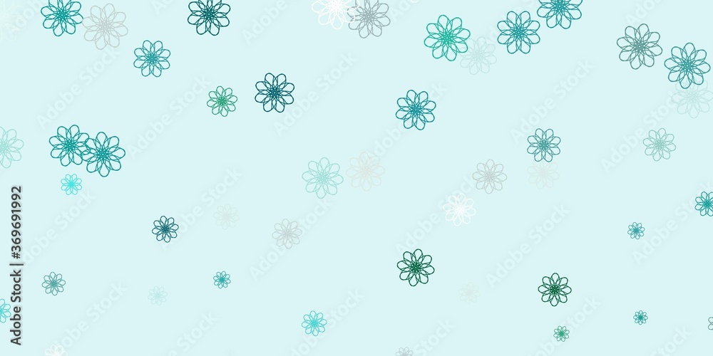Light Blue, Green vector doodle background with flowers. Light Blue, Green vector doodle background with flowers.
