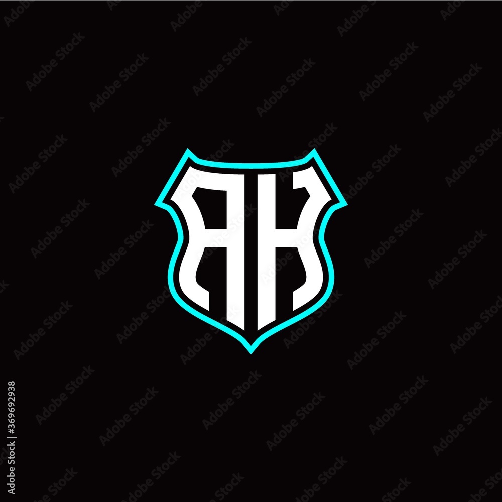 A H initials monogram logo shield designs modern
