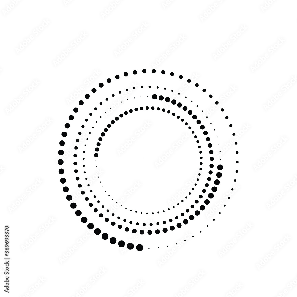 Halftone dots in circle form. round logo . vector dotted frame . design element