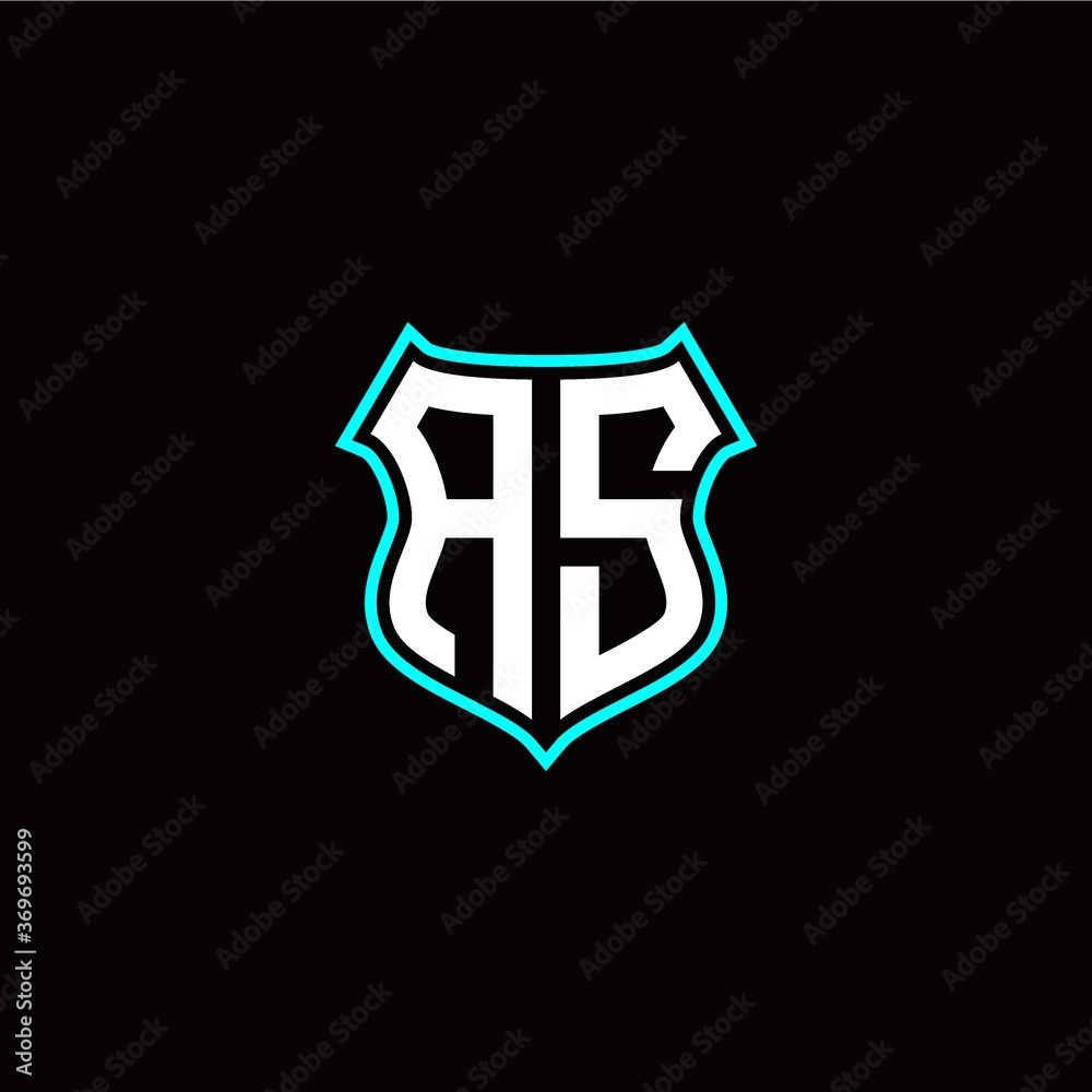 A S initials monogram logo shield designs modern