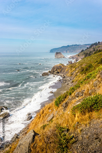 View over the coastline of northern California from a scenic outlook on highway no 1