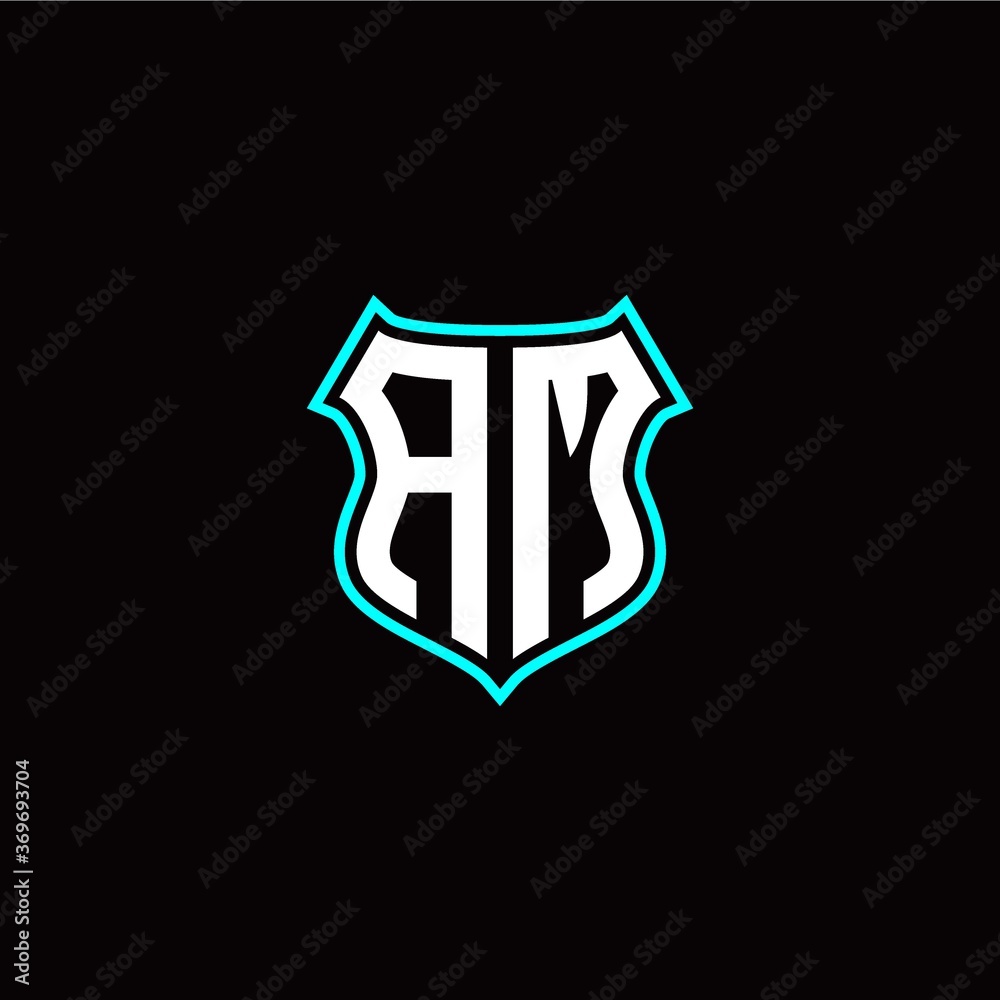 A M initials monogram logo shield designs modern