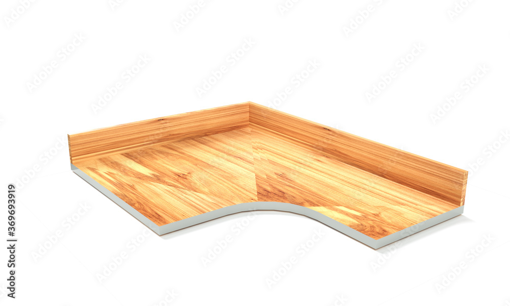 Wood floor fading into white background 3d rendering perspective
