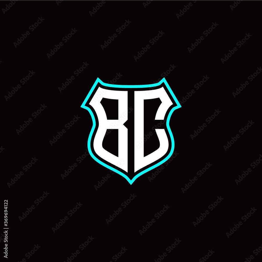 B C initials monogram logo shield designs modern
