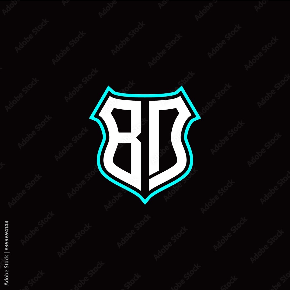B D initials monogram logo shield designs modern