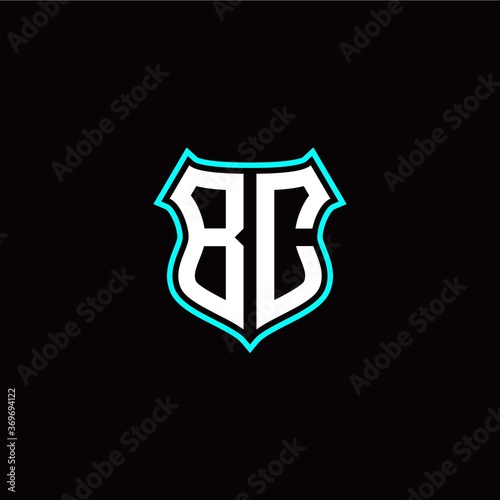 Fototapeta Naklejka Na Ścianę i Meble -  B C initials monogram logo shield designs modern