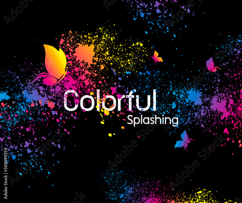 Abstract colorful splashing design on black background vector illustration