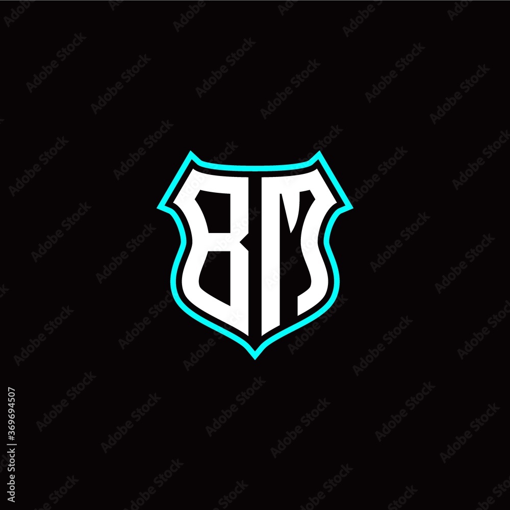 B M initials monogram logo shield designs modern