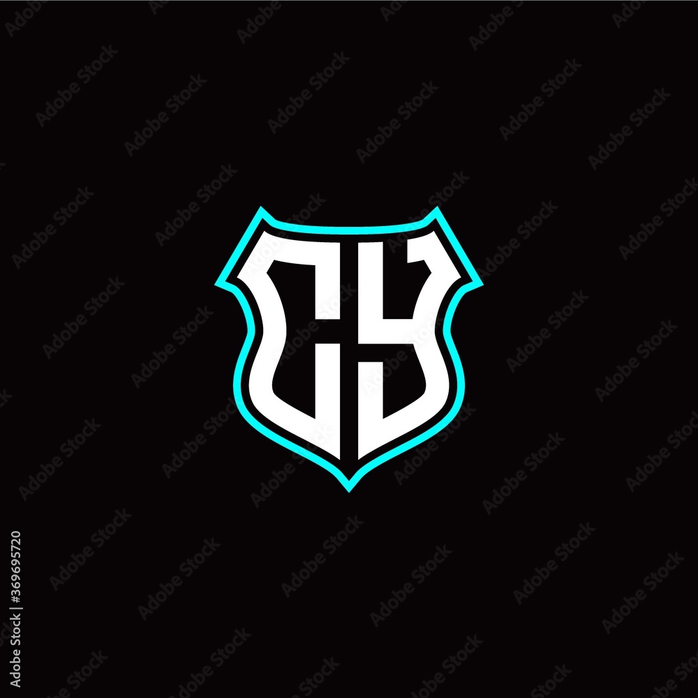 C Y initials monogram logo shield designs modern