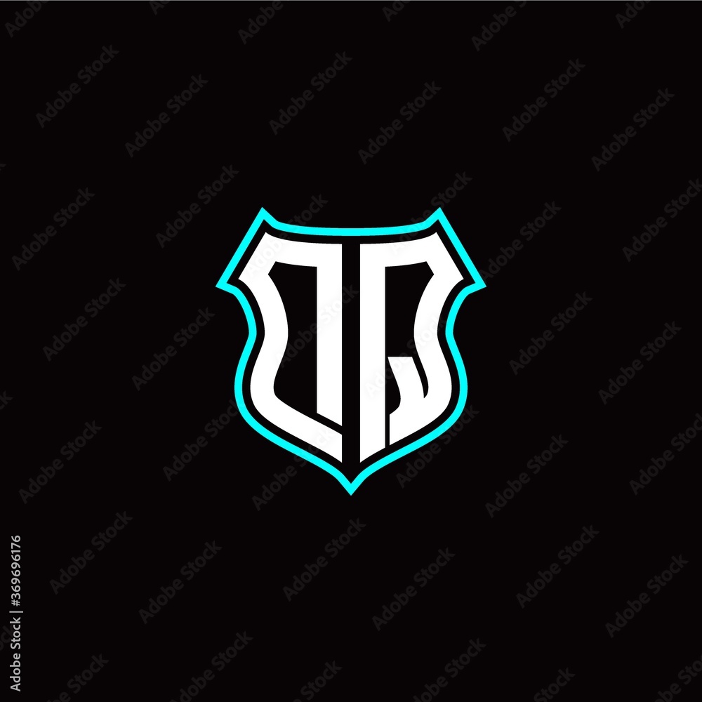 D Q initials monogram logo shield designs modern