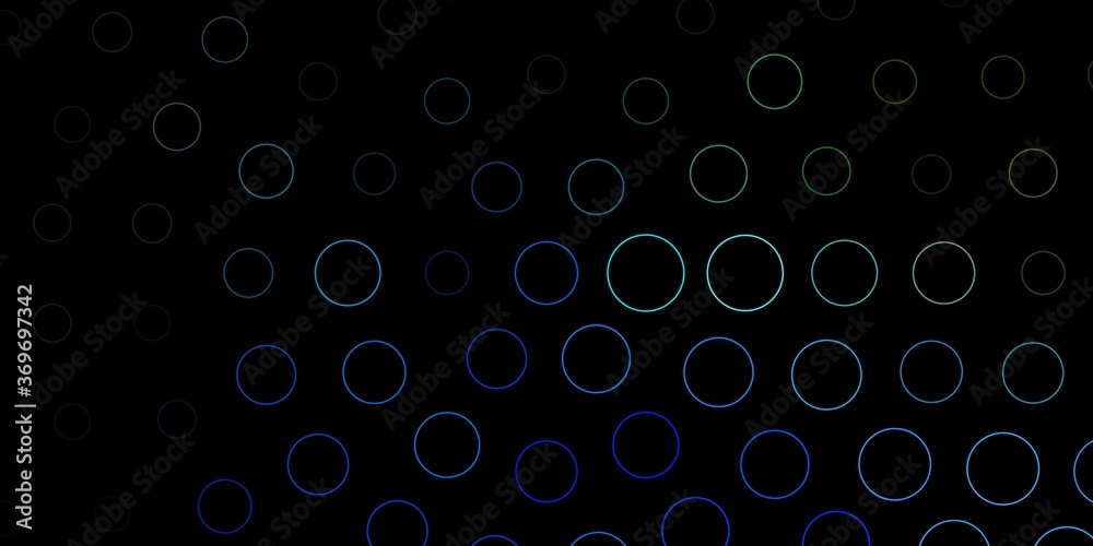 Dark Blue, Green vector backdrop with circles. Colorful illustration with gradient dots in nature style. Design for posters, banners.