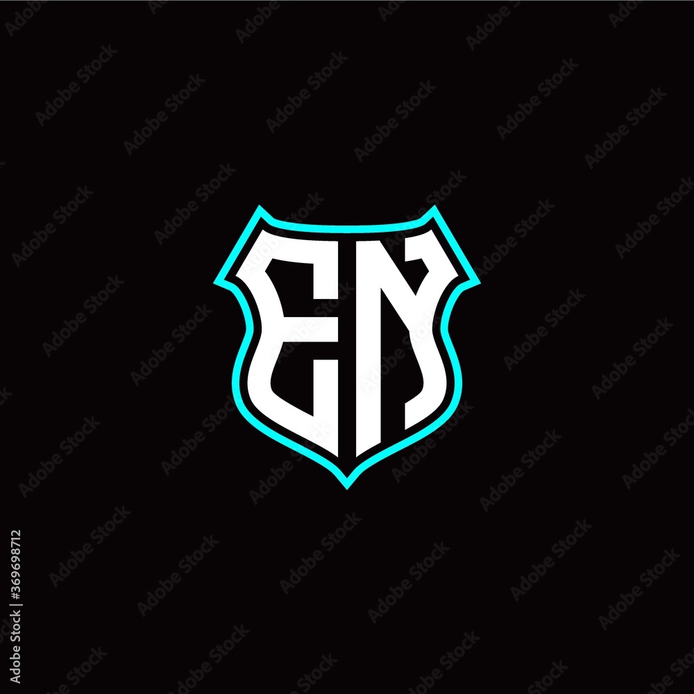 E N initials monogram logo shield designs modern