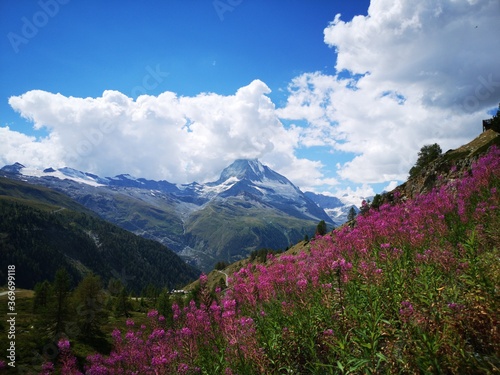 Amazing beautiful view of Swiss Alps. Mountains