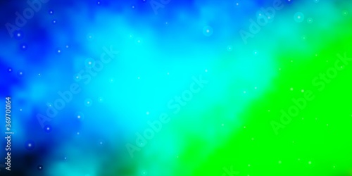Light Blue  Green vector background with small and big stars. Blur decorative design in simple style with stars. Pattern for websites  landing pages.