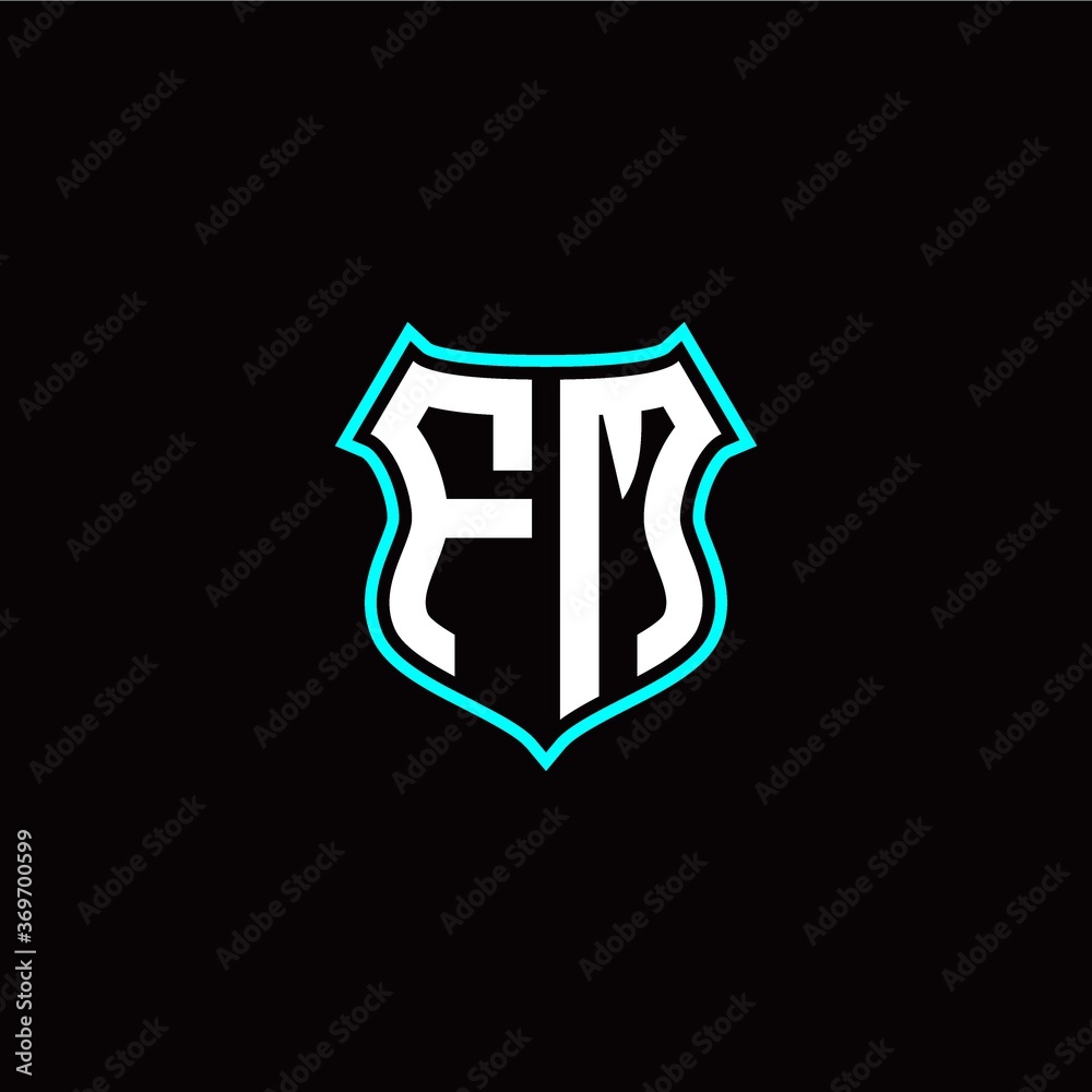 F M initials monogram logo shield designs modern
