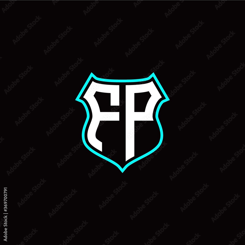 F P initials monogram logo shield designs modern