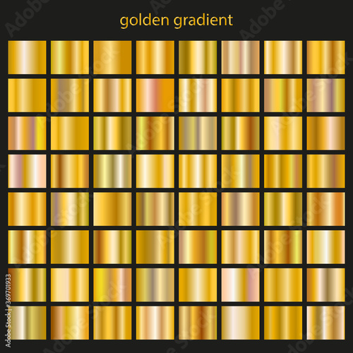 Gold gradients. Vector set. Suitable for text, mockup, banner, award, ribbon or ornament.