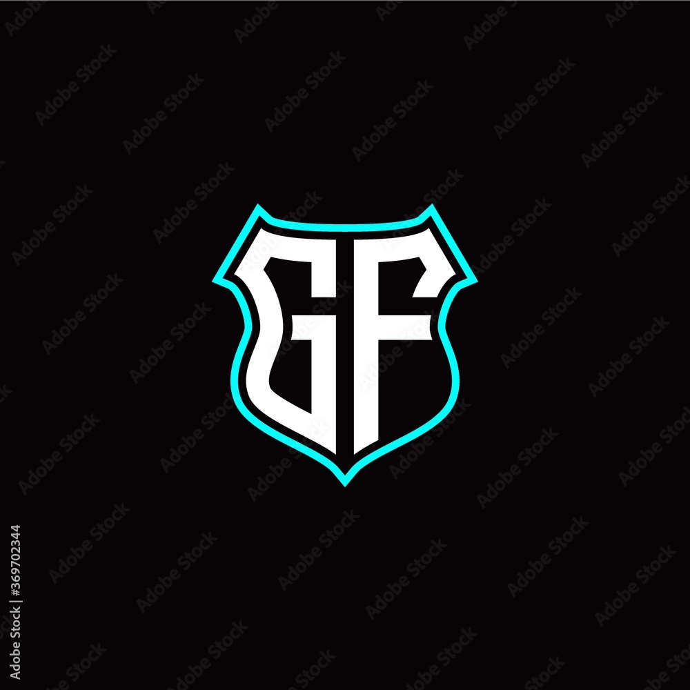 G F initials monogram logo shield designs modern