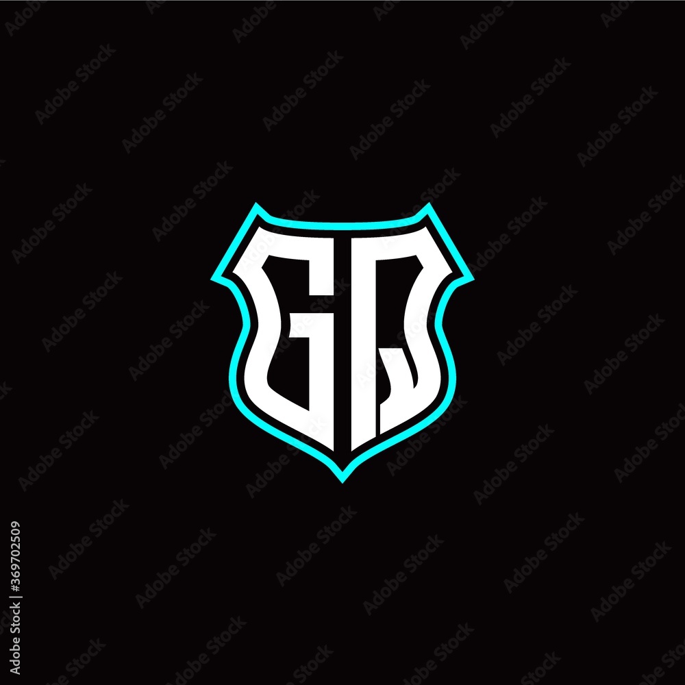 G Q initials monogram logo shield designs modern