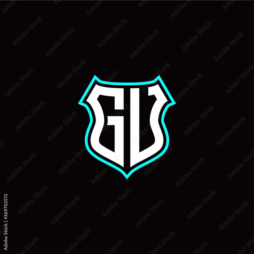 G U initials monogram logo shield designs modern