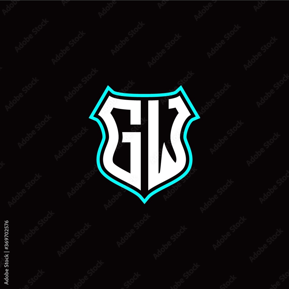 G W initials monogram logo shield designs modern