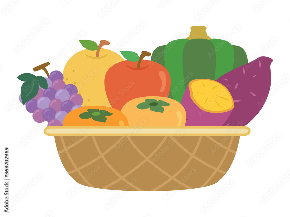おいしそうな秋の味覚の野菜と果物のイラスト 素材 Dcn Gallery