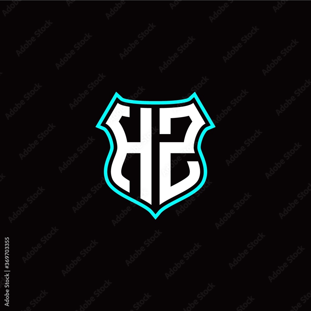 H Z initials monogram logo shield designs modern
