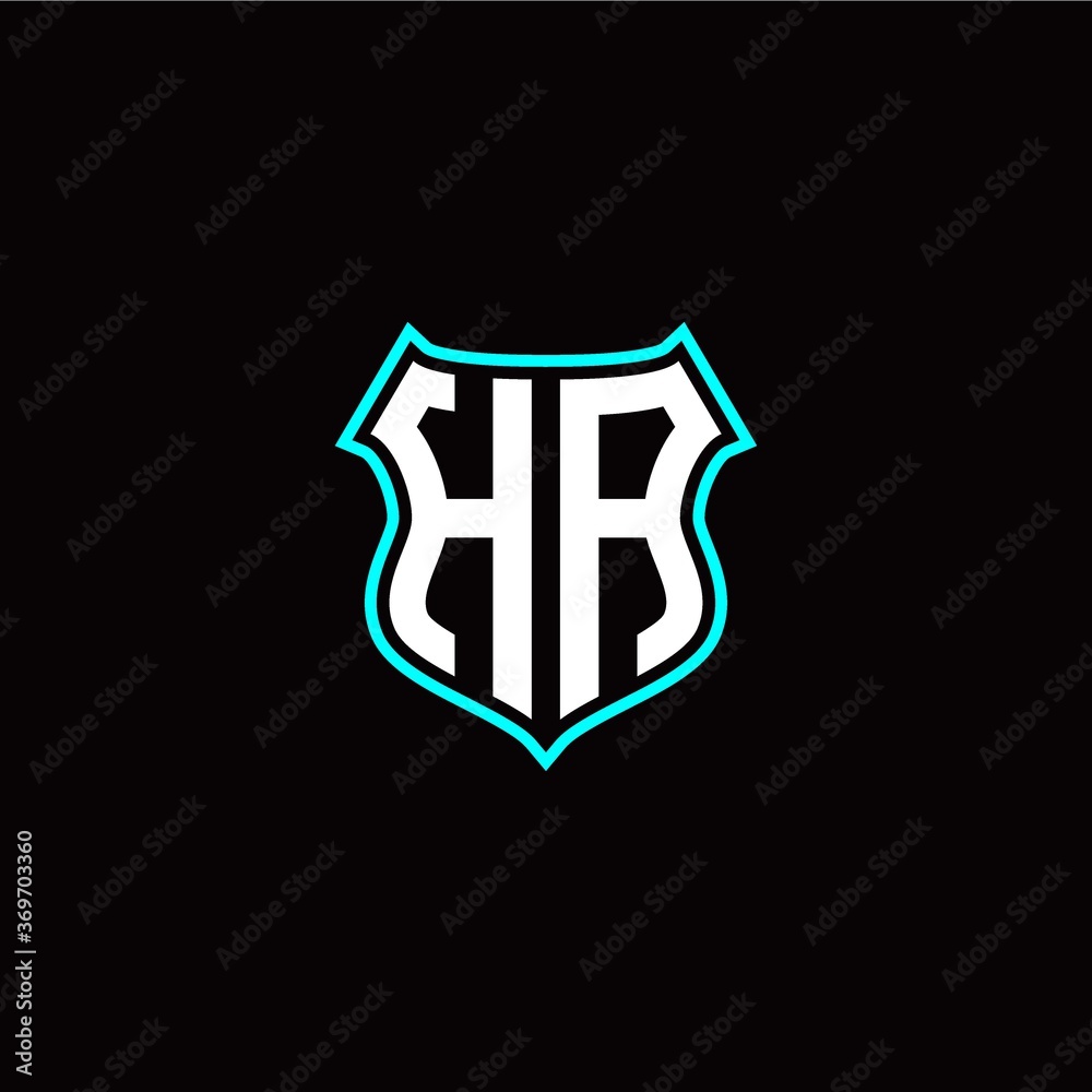 H A initials monogram logo shield designs modern