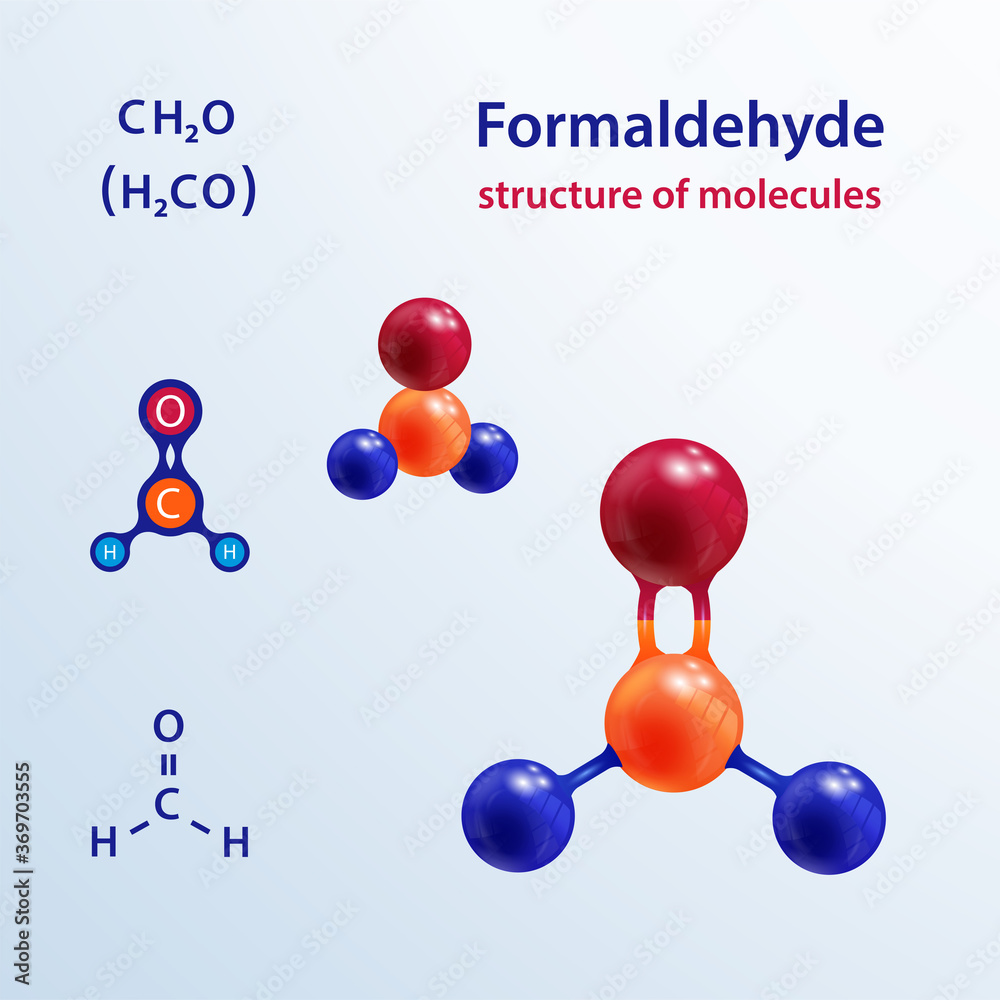 Structure of molecules. 3 D formaldehyde (formalin) molecule. Icon and ...