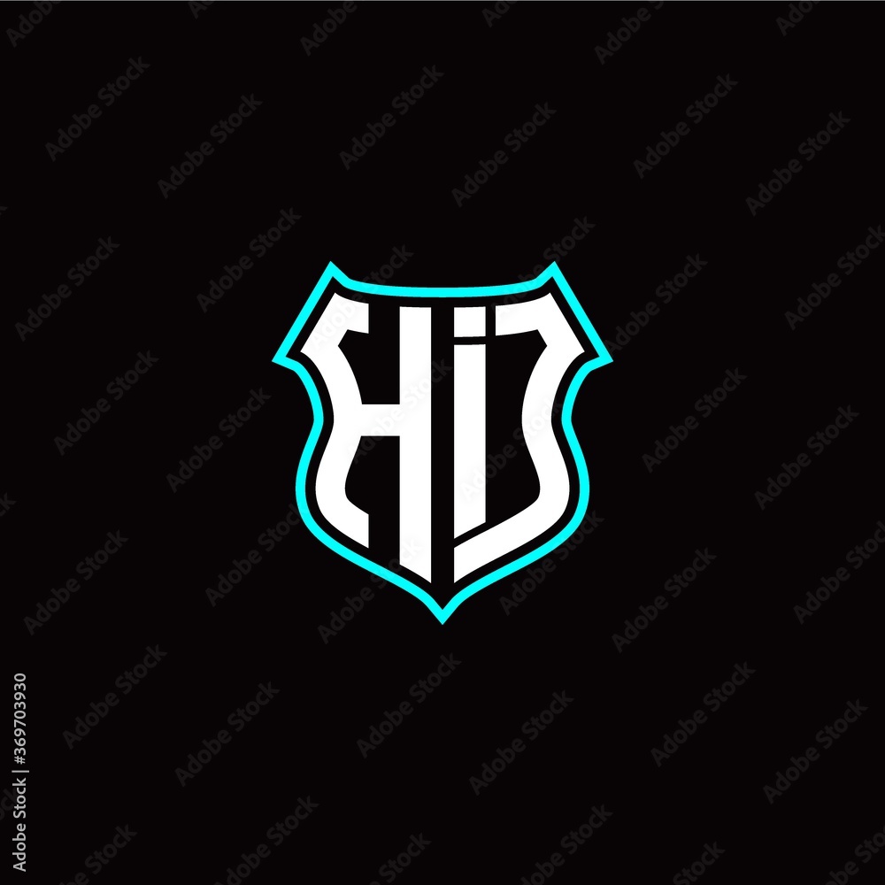 H I initials monogram logo shield designs modern