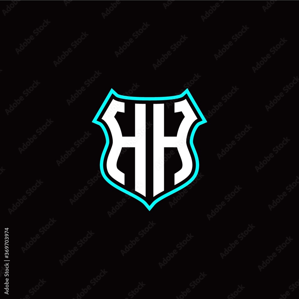 H H initials monogram logo shield designs modern