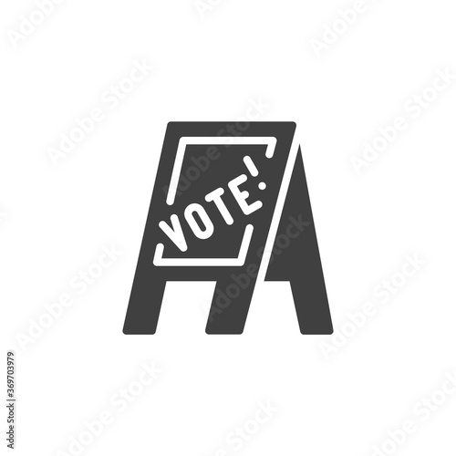 Vote here vector icon. filled flat sign for mobile concept and web design. Voting and election glyph icon. Symbol, logo illustration. Vector graphics