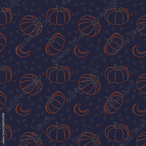 Autumn harvest. Pumpkin seamless pattern. 