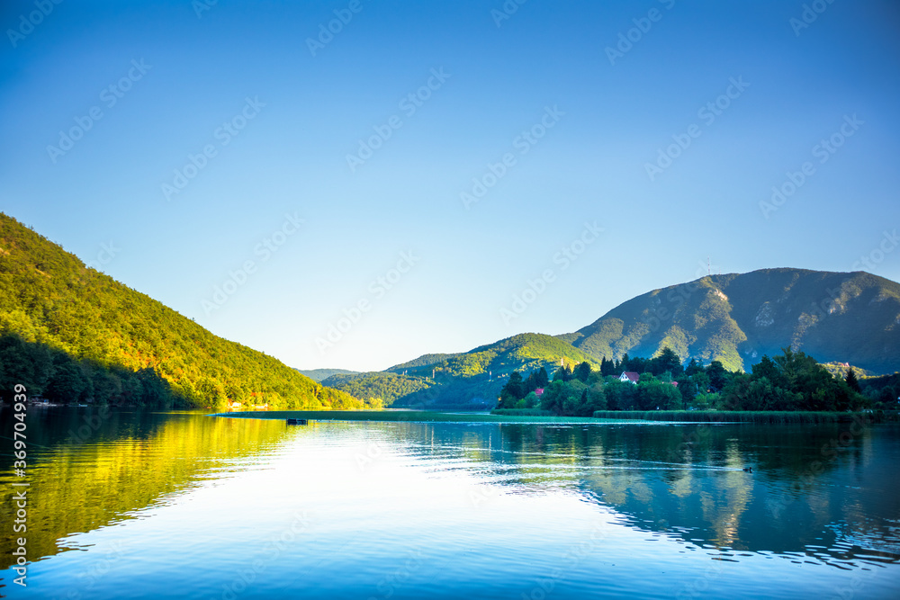 Naklejka premium Medjuvrsje place in Ovcar-Kablar gorge and west Morava river in Serbia