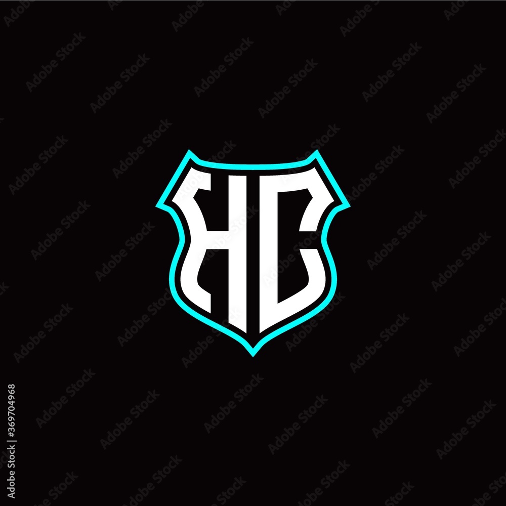 H C initials monogram logo shield designs modern