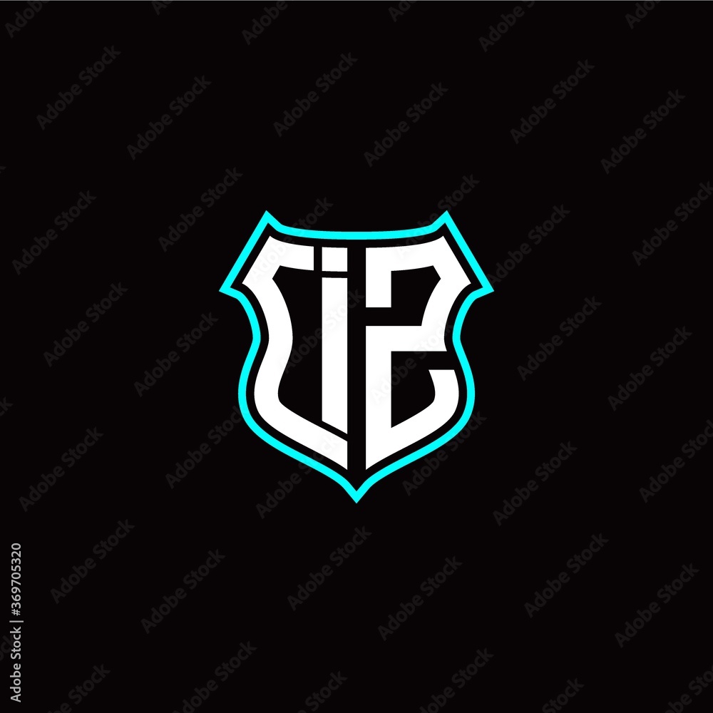I Z initials monogram logo shield designs modern