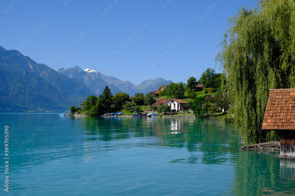 Oberreid lakefront on the Brienzersee Lake, Berner Oberland, Switzerland