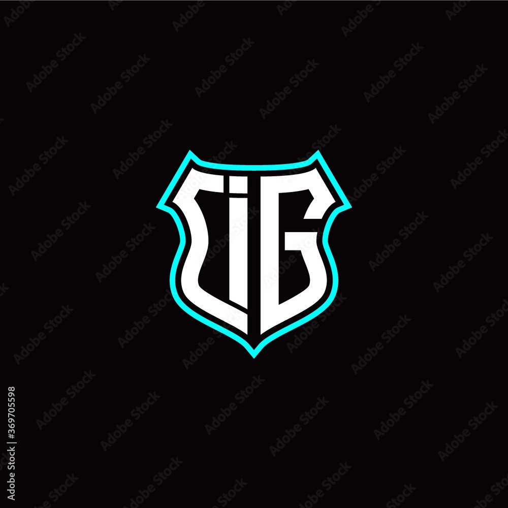 I G initials monogram logo shield designs modern