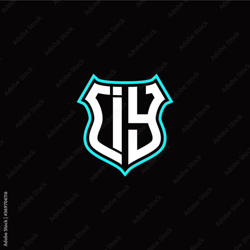 I Y initials monogram logo shield designs modern