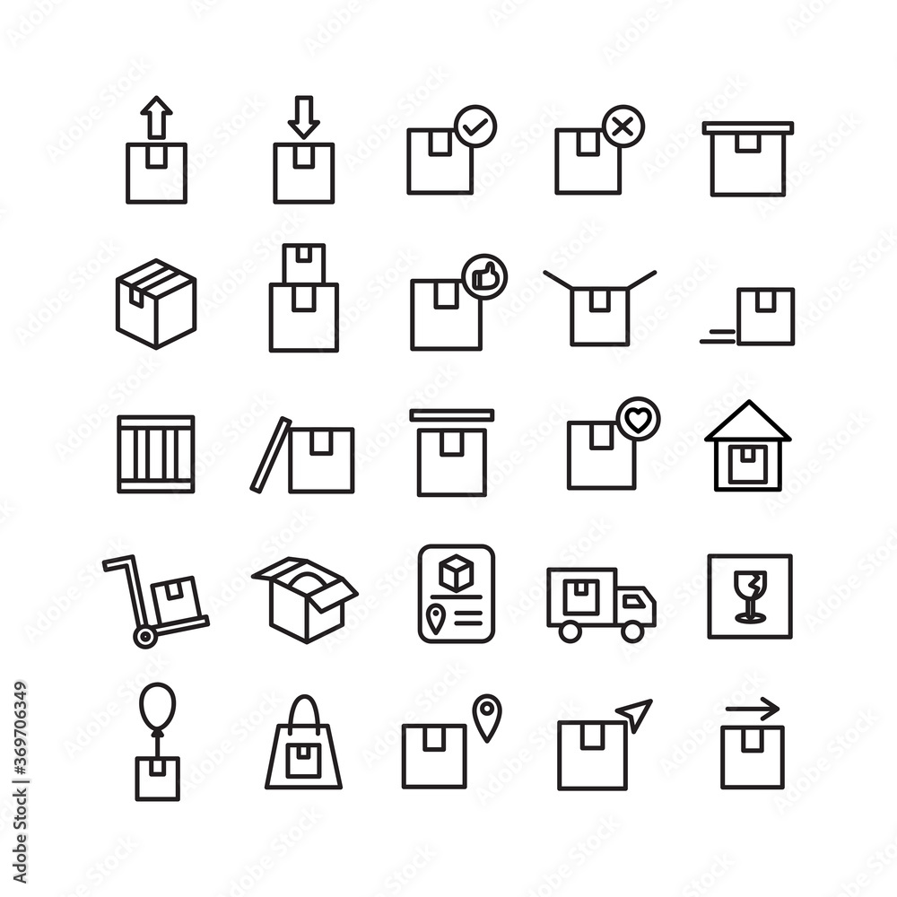 Package icon set vector line for website, mobile app, presentation, social media. Suitable for user interface and user experience.