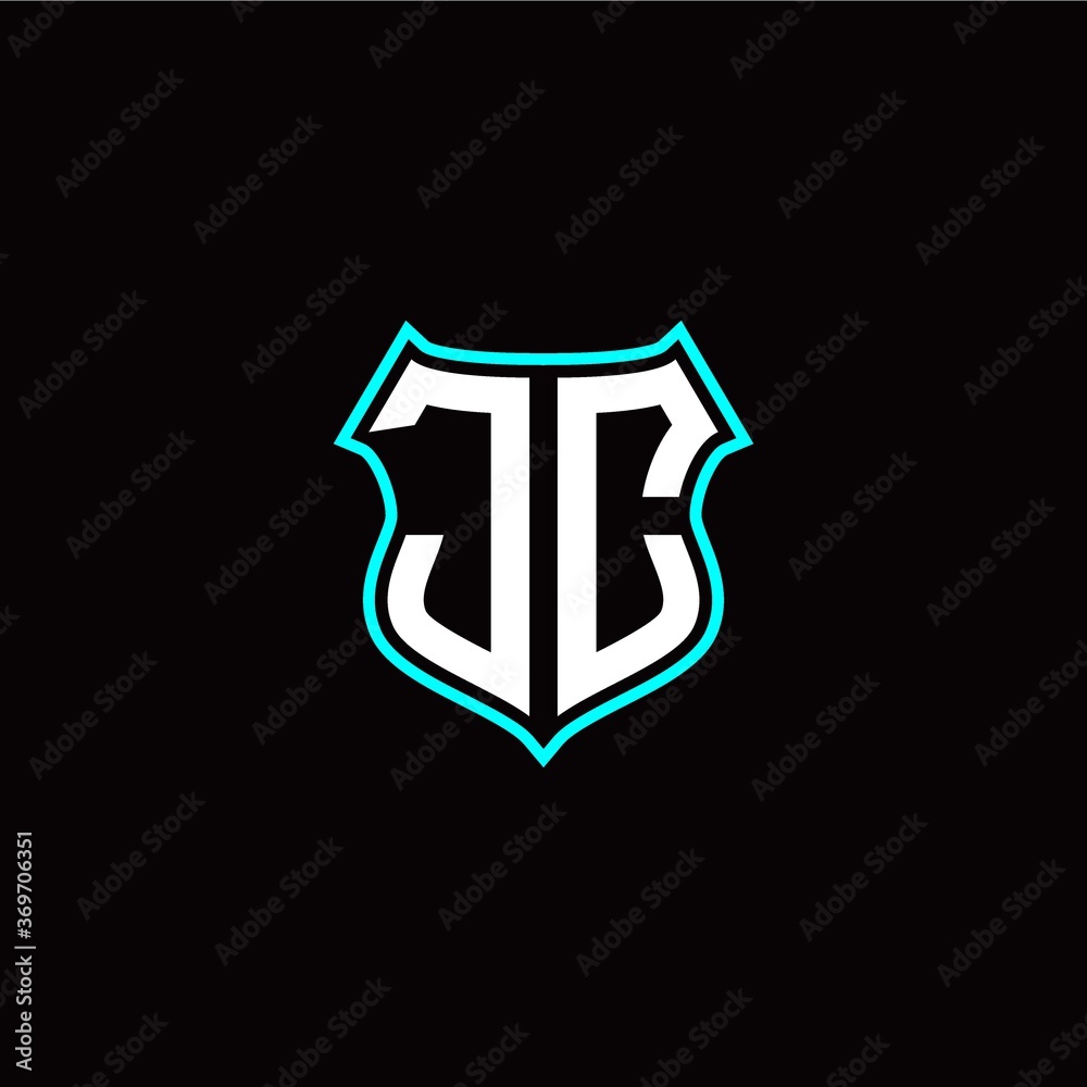J C initials monogram logo shield designs modern