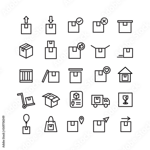 Package icon set vector line for website, mobile app, presentation, social media. Suitable for user interface and user experience.